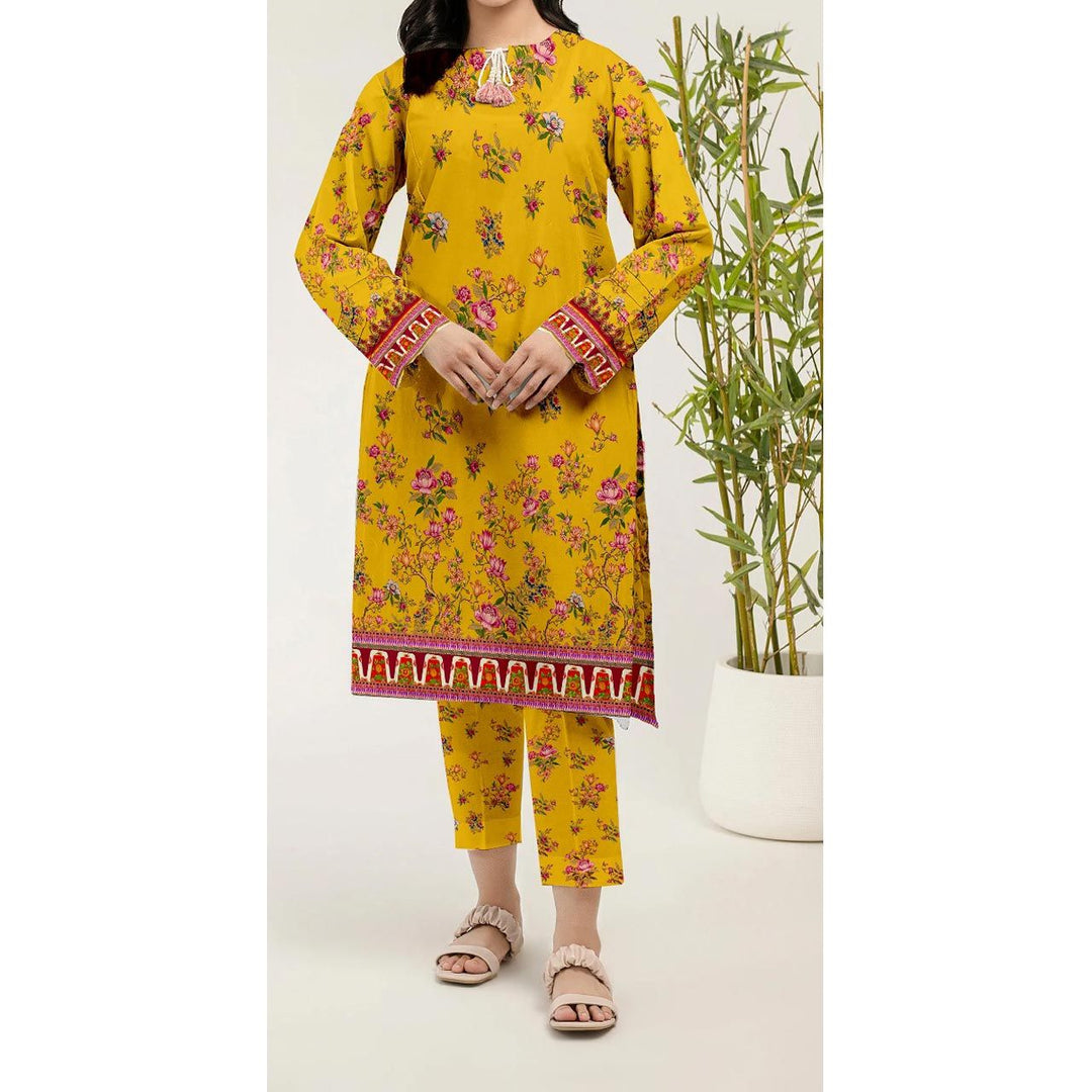 2PC-Digital Printed Cambric Suit PS9440