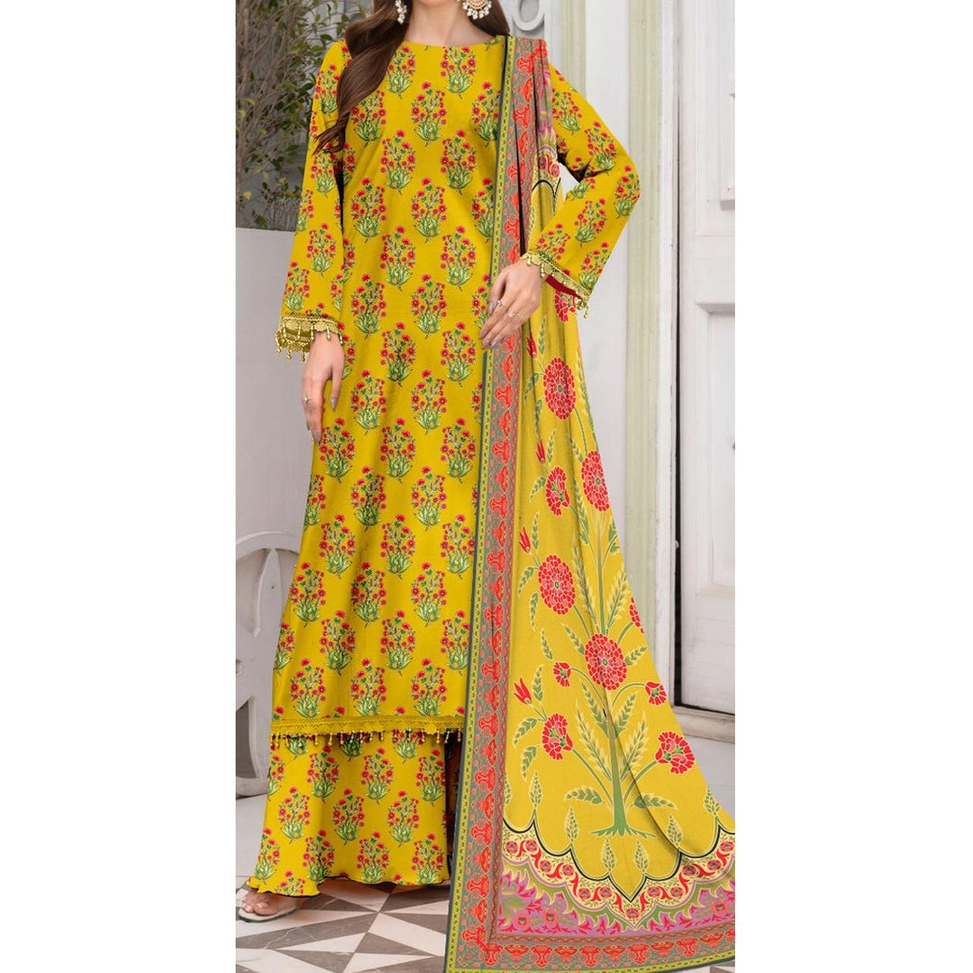 3PC- Unstitched Digital Printed Cambric Suit PS9451