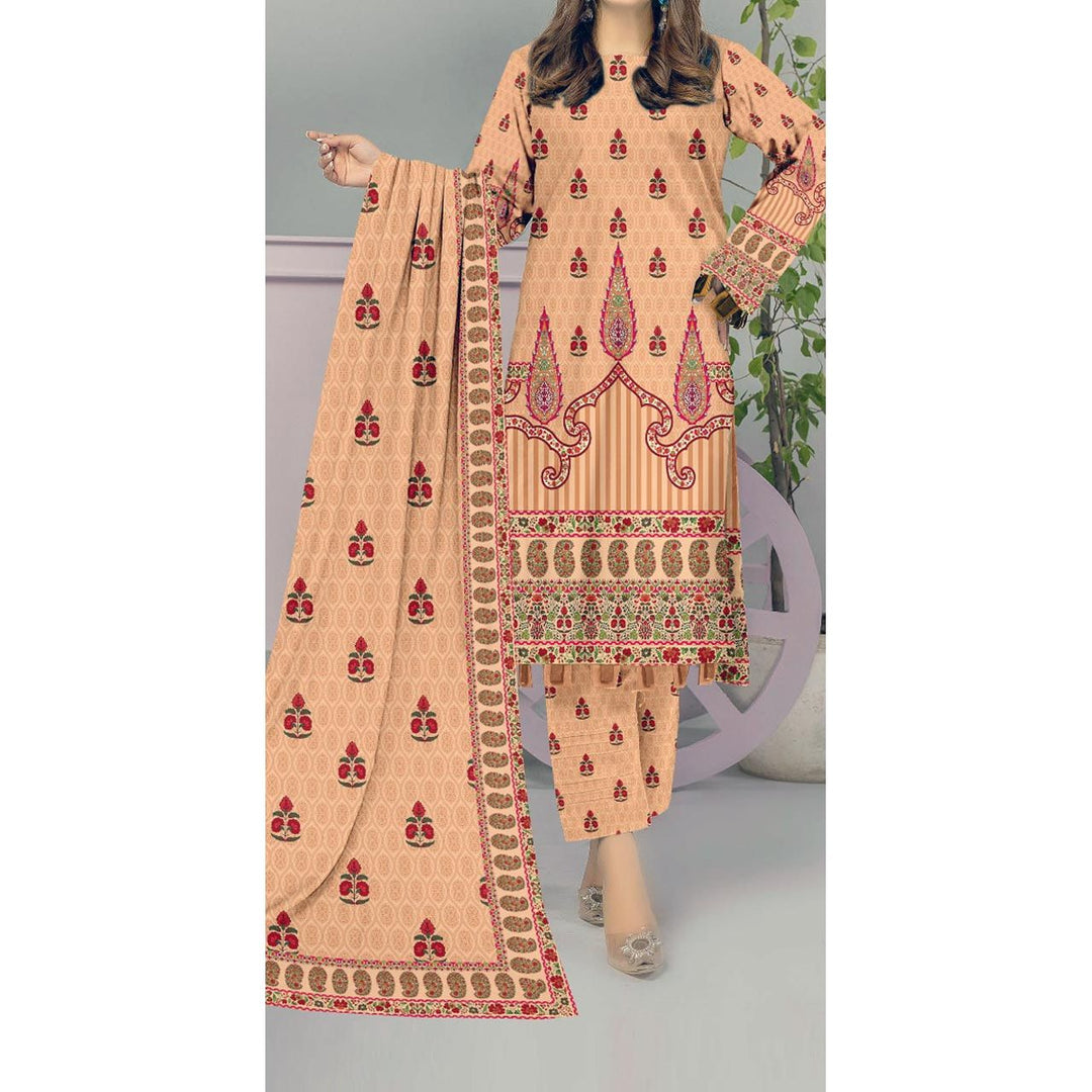 3 PC- Unstitched Digital Printed Cambric Suit PS9456