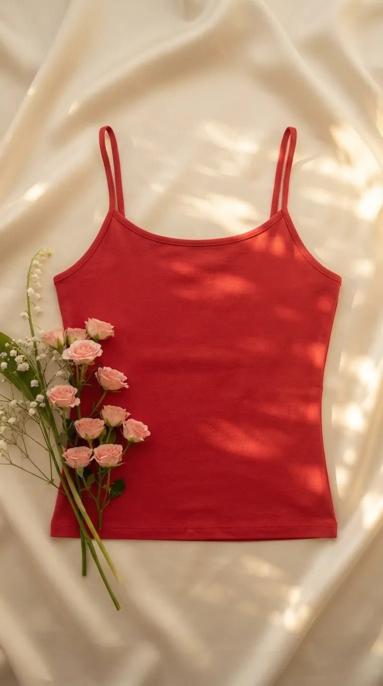 Red Solid Tank Top PT600213