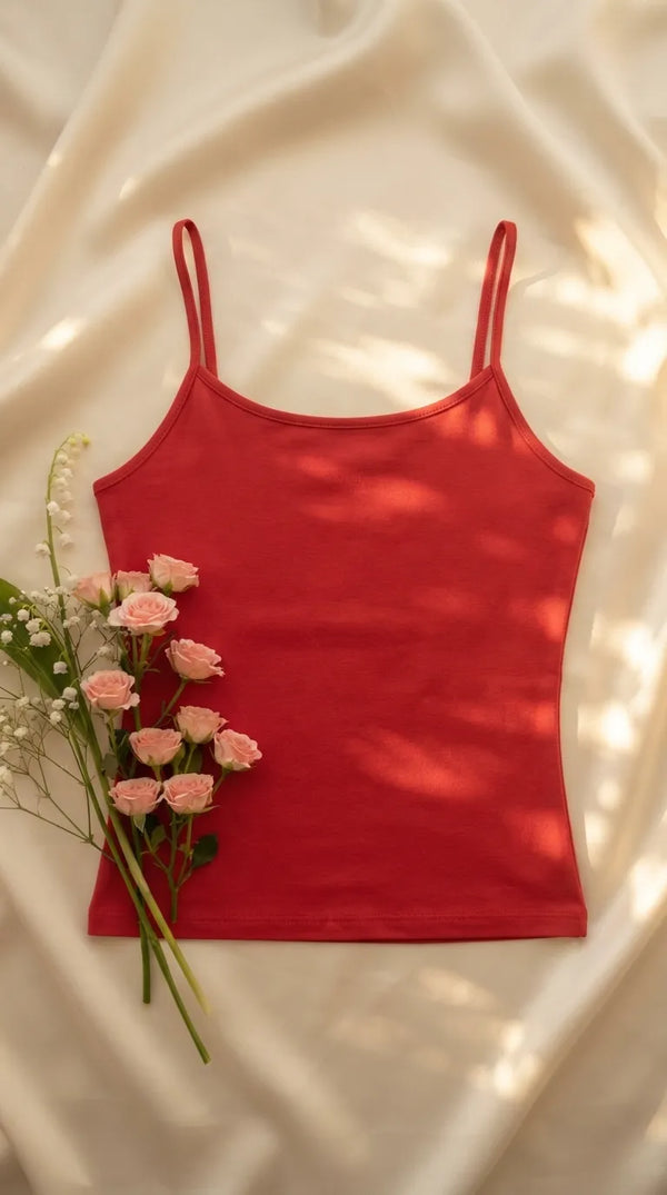 Red Solid Tank Top PT600213