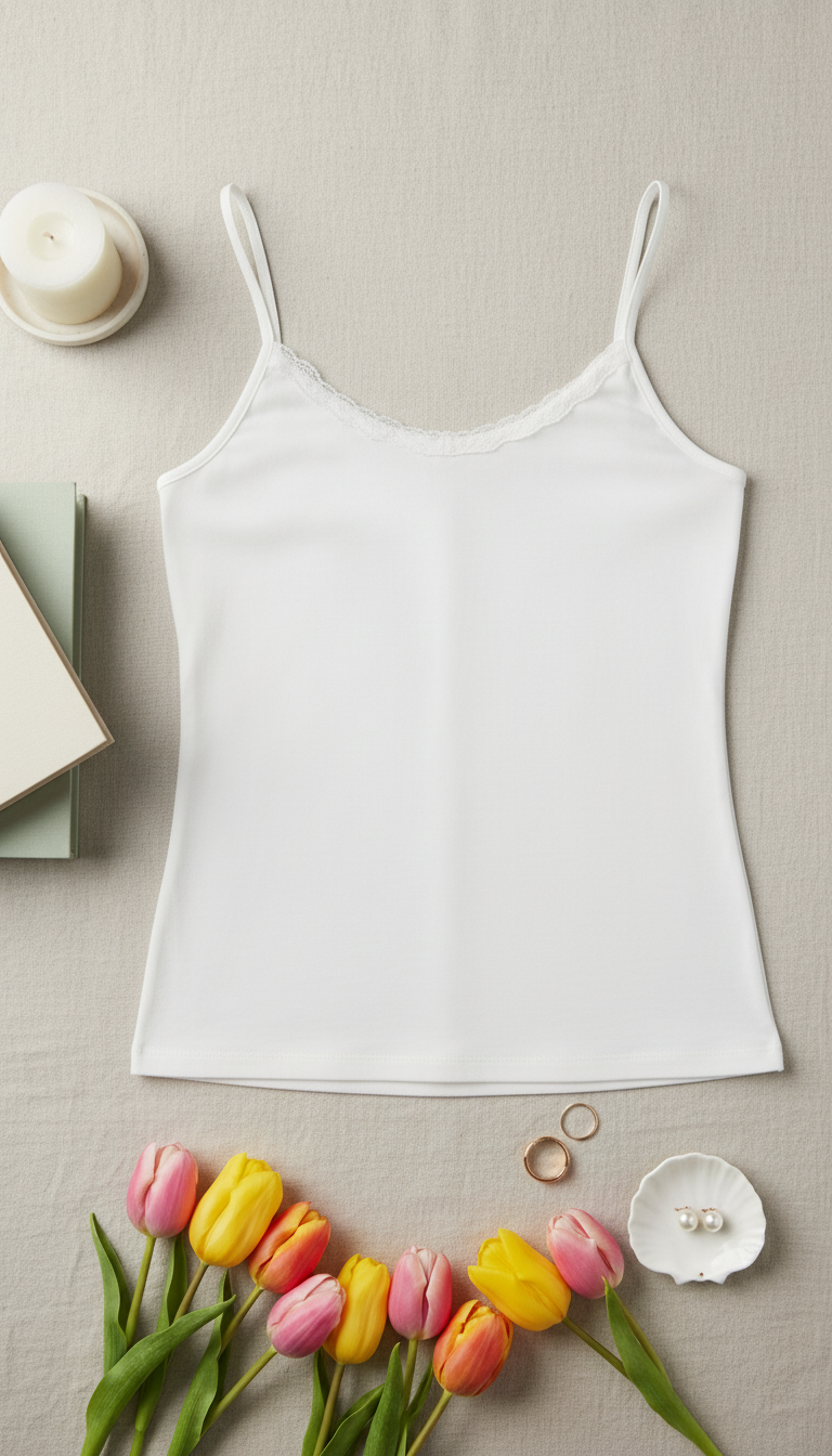 White Laced Tank Top PT6005