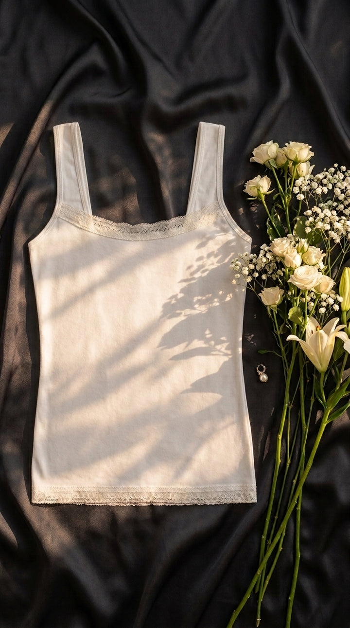 White Solid Tank Top PT601009