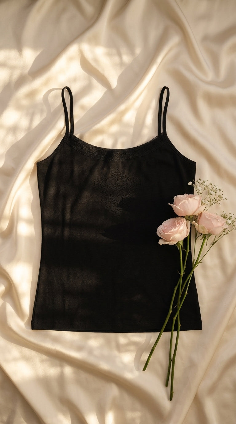 Black Solid Tank Top PT601101
