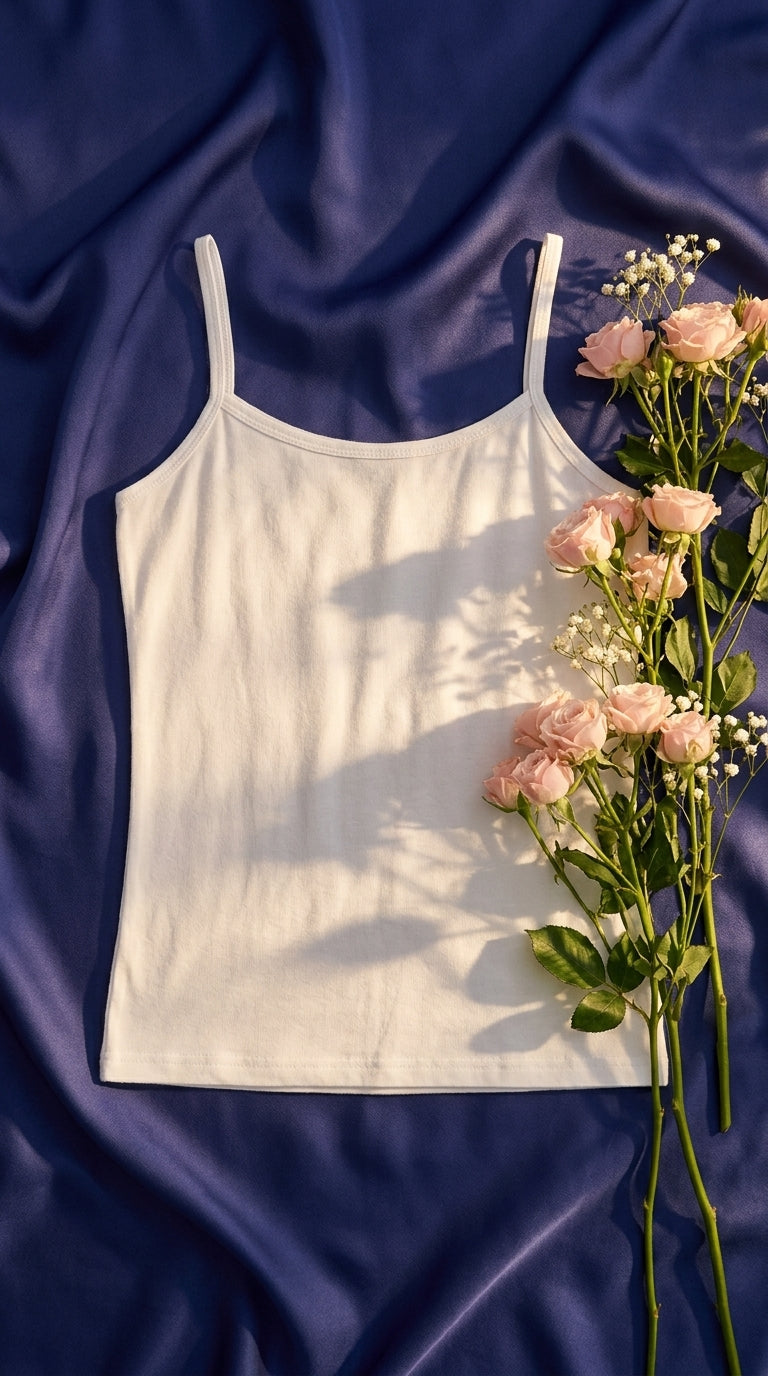 White Solid Tank Top PT601209