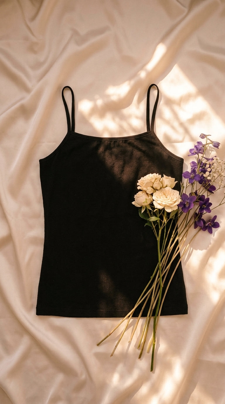 Black Solid Tank Top PT601301