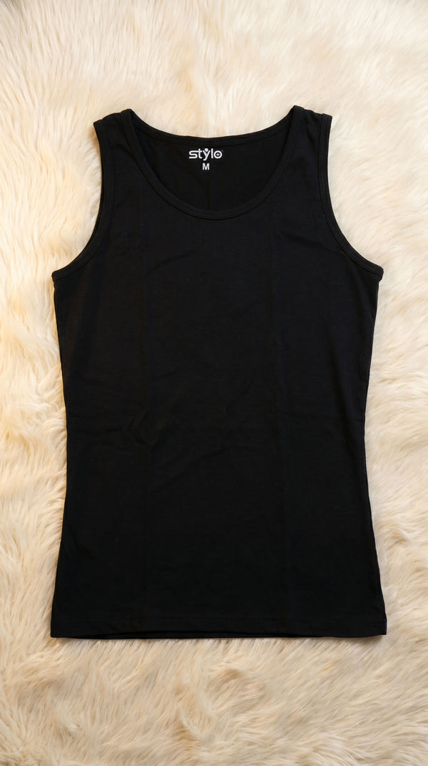 Black Solid Tank Top PT601601