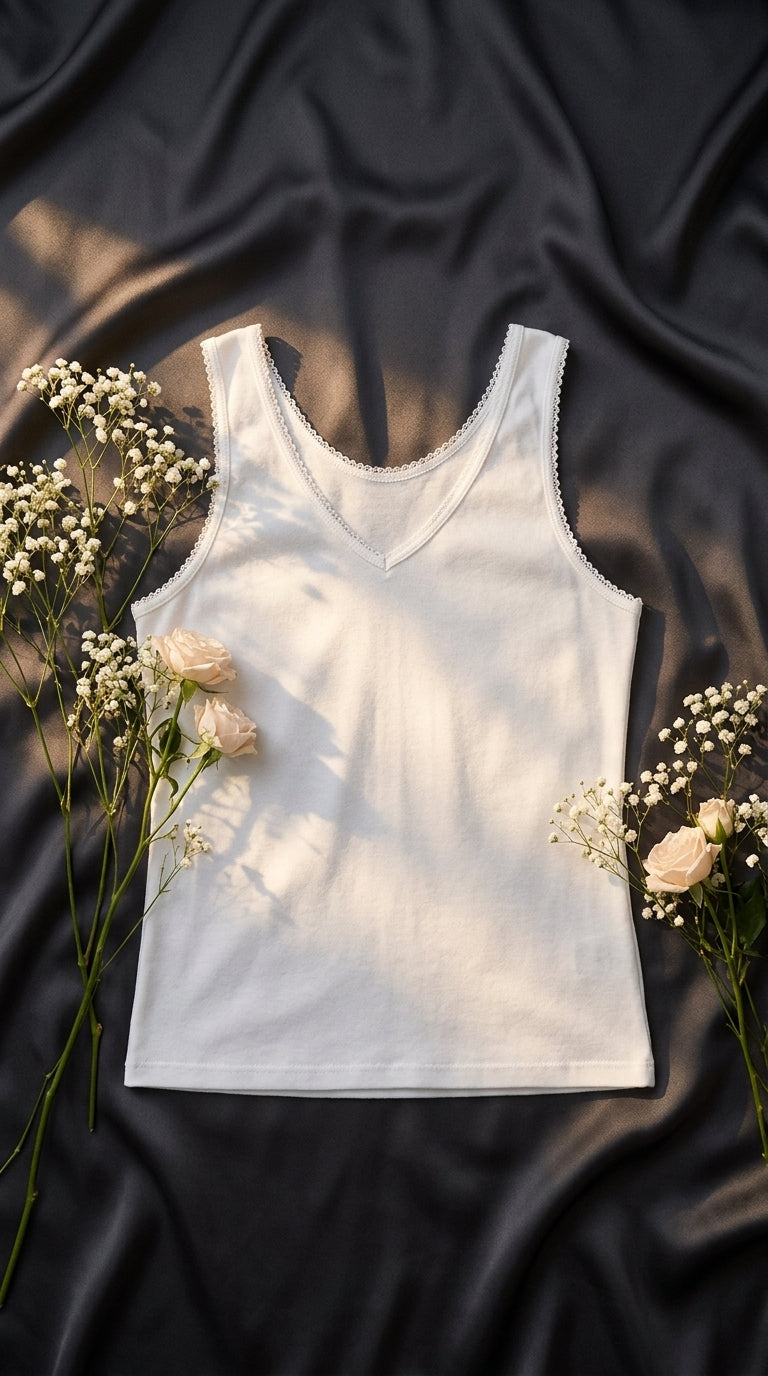 White Solid Tank Top PT6024