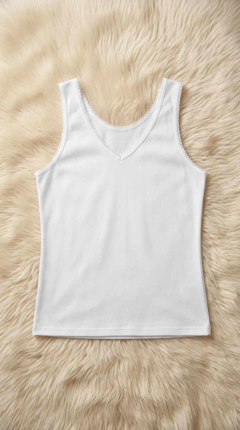 White Solid Tank Top PT6024