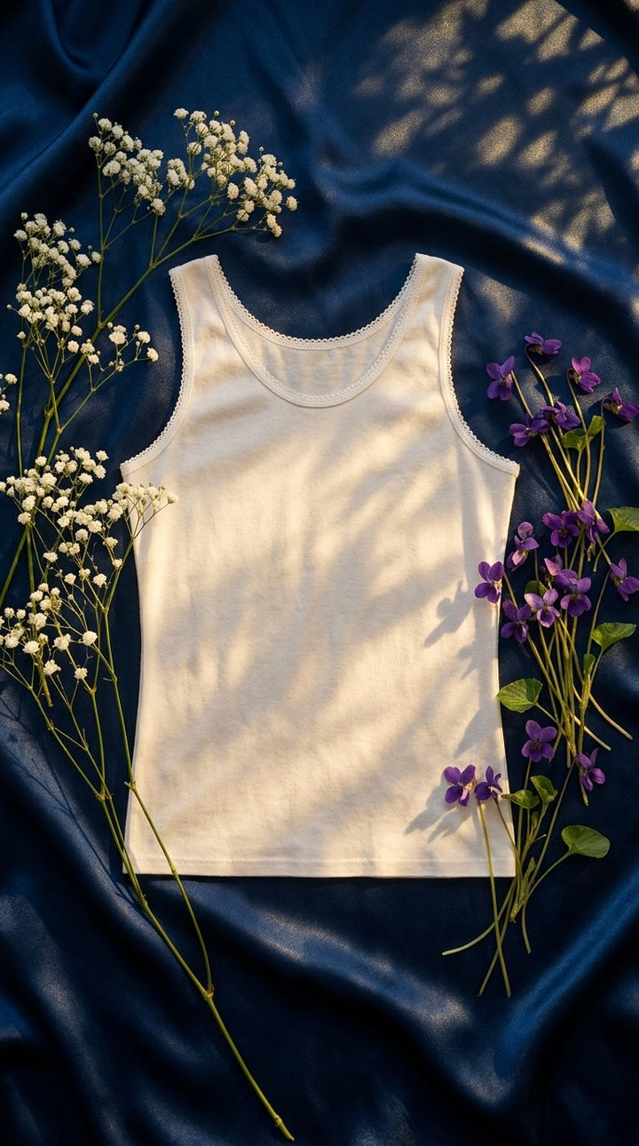 White Solid Tank Top PT6026