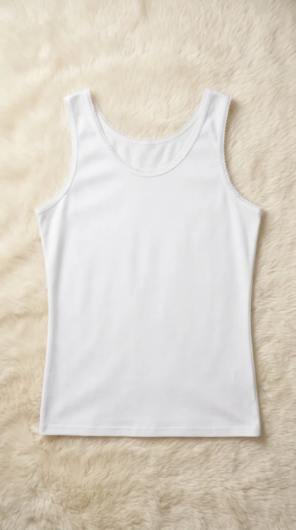 White Solid Tank Top PT6026