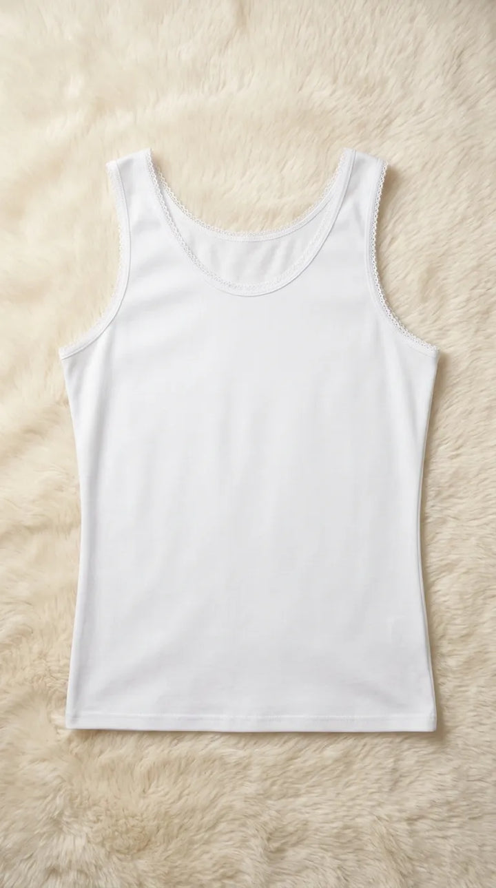White Solid Tank Top PT6026