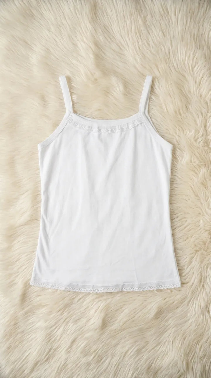White Solid Tank Top PT6027
