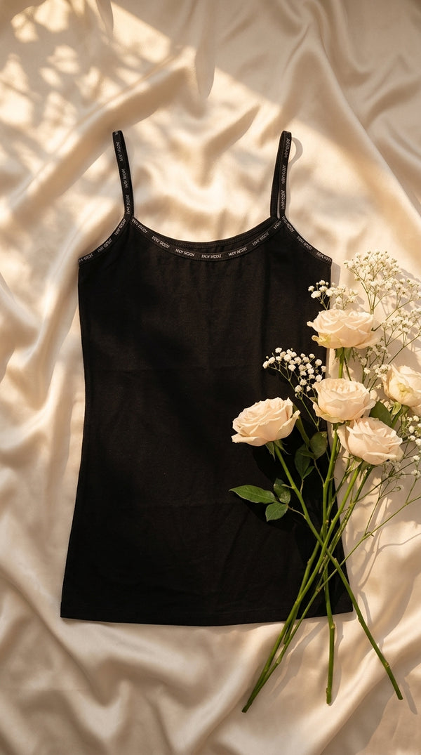 Black Solid Tank Top PT6028