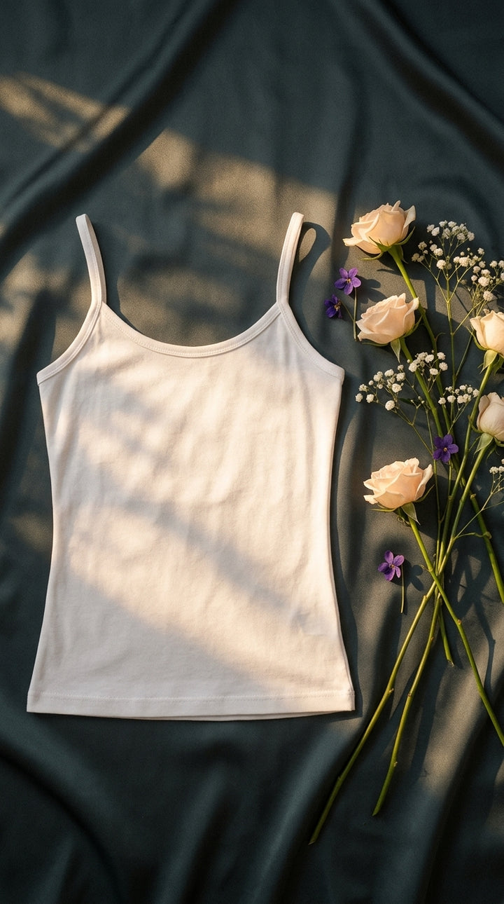 White Solid Tank Top PT6035