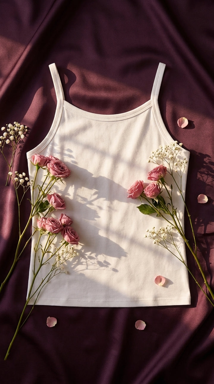 White Solid Tank Top PT6036