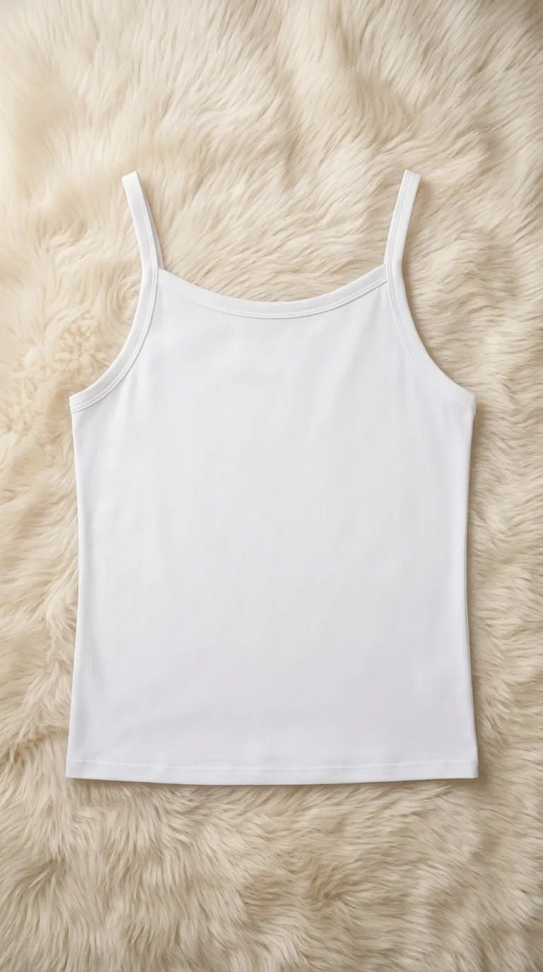 White Solid Tank Top PT6036