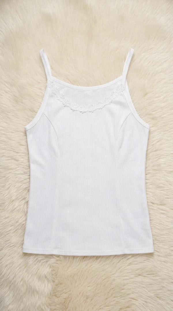 White Solid Tank Top PT6037
