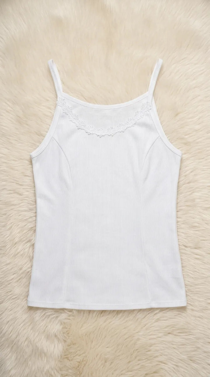 White Solid Tank Top PT6037