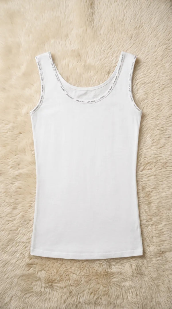 White Solid Tank Top PT6039