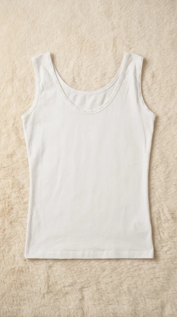 White Solid Tank Top PT6040