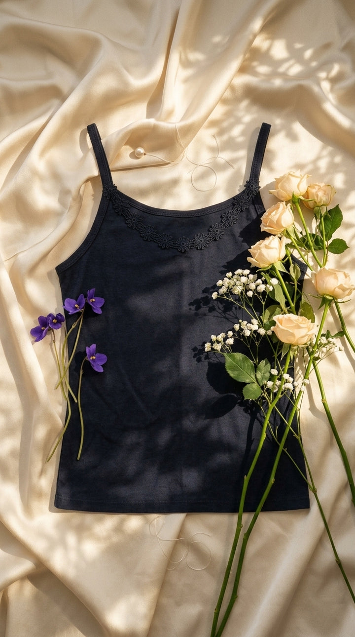 Black Solid Tank Top PT6045