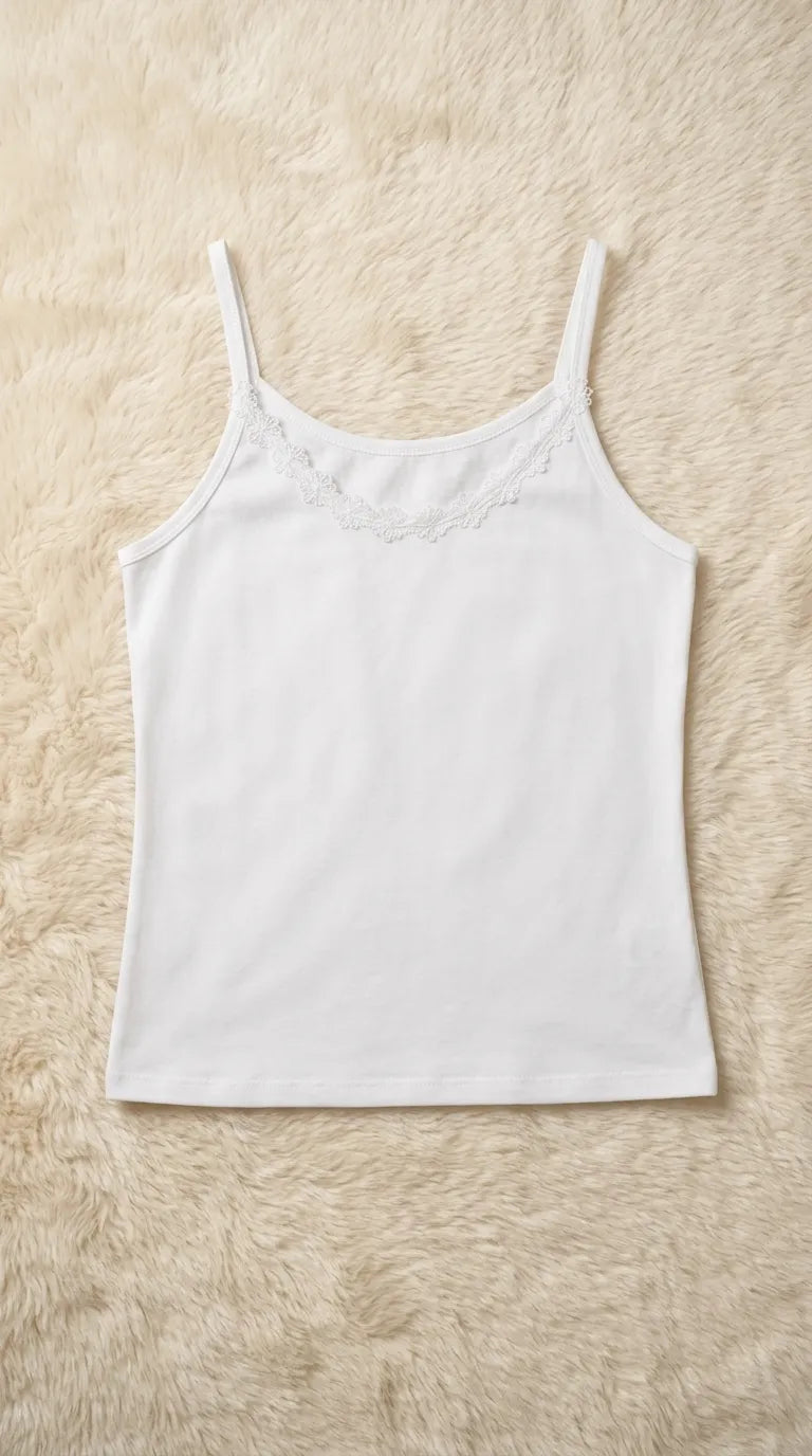 White Solid Tank Top PT6045