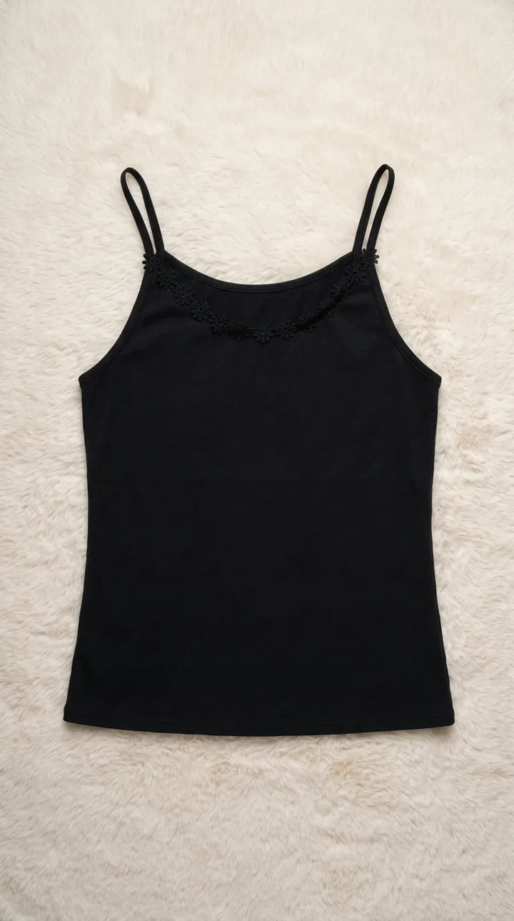 Black Solid Tank Top PT6046