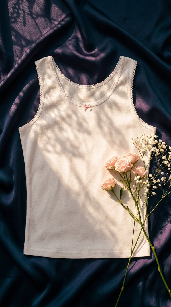 White Solid Tank Top PT6048