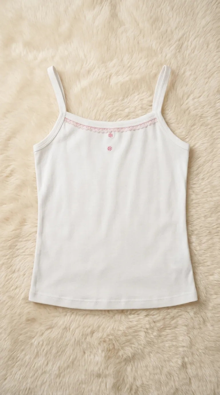 White Solid Tank Top PT6049