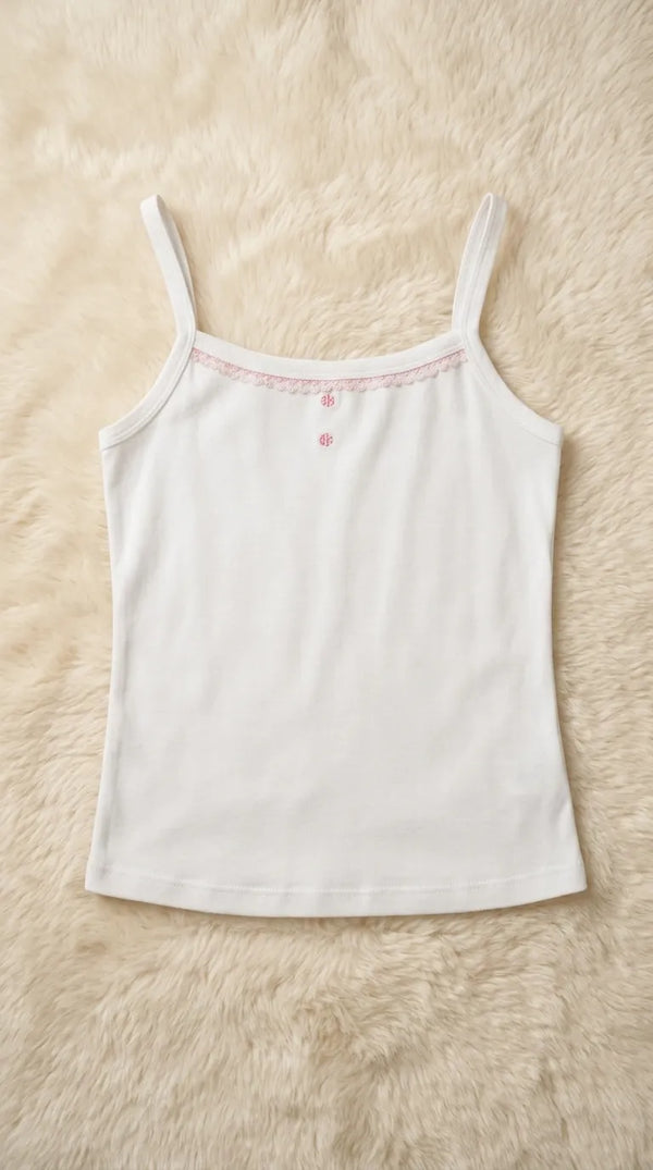 White Solid Tank Top PT6049