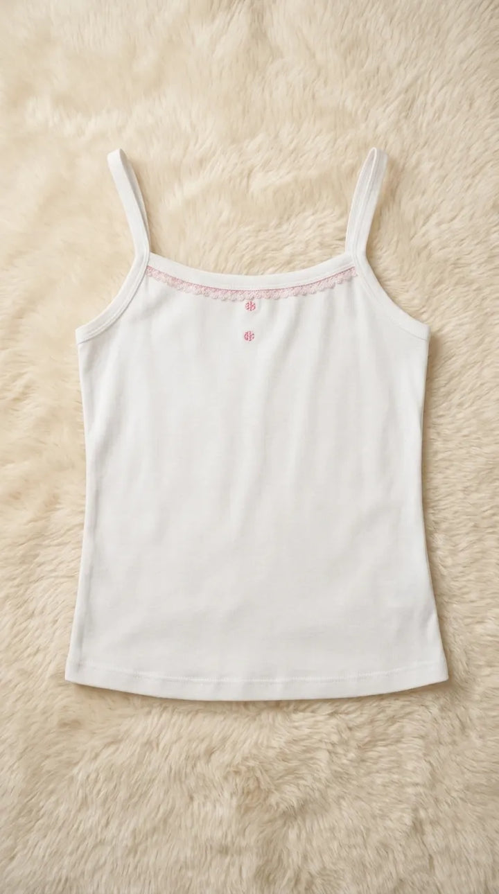 White Solid Tank Top PT6049
