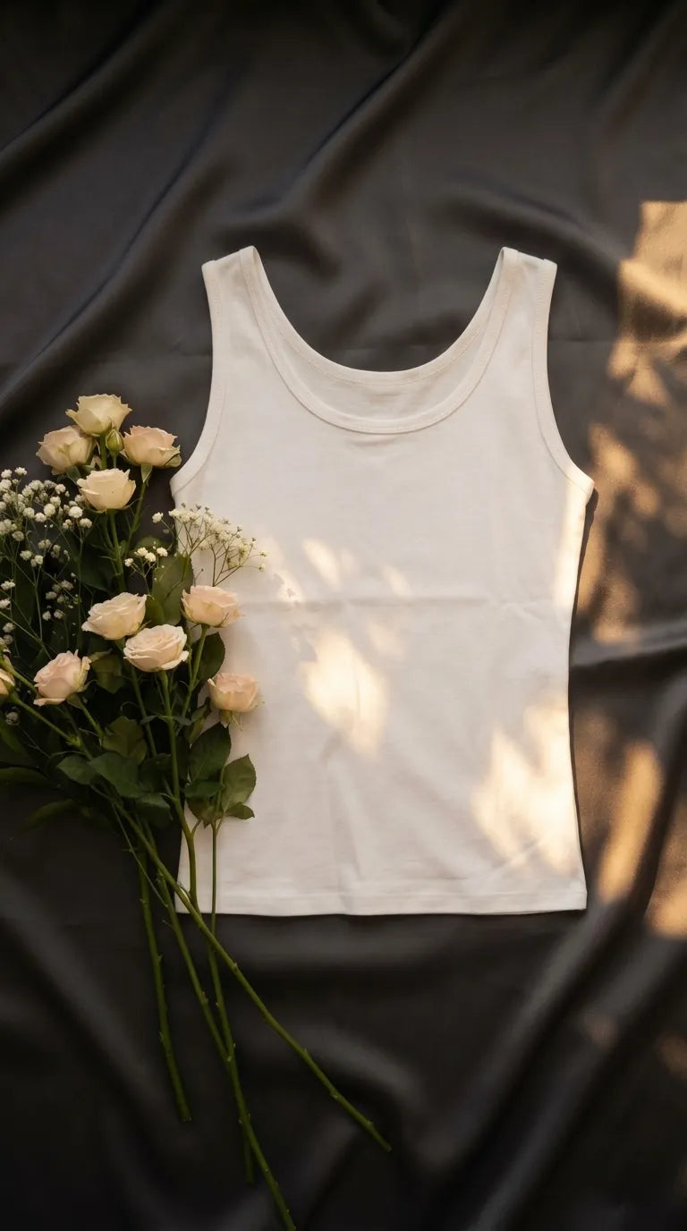 White Solid Tank Top PT606009