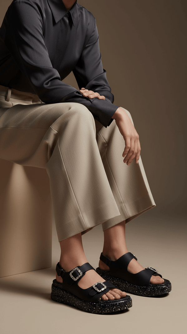 Black Formal Sandal For Ladies PU0374