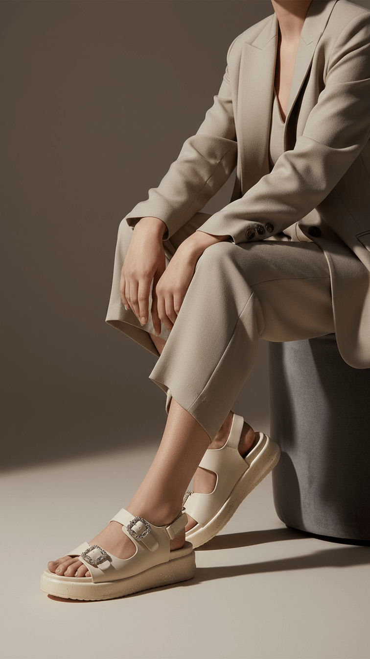 Beige Formal Sandal For Ladies PU0374