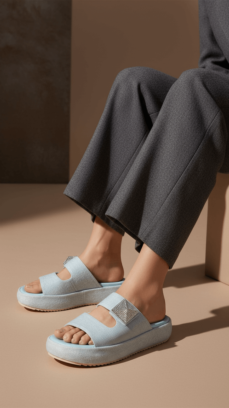 Sky Blue Formal Slipper For Women PU0444