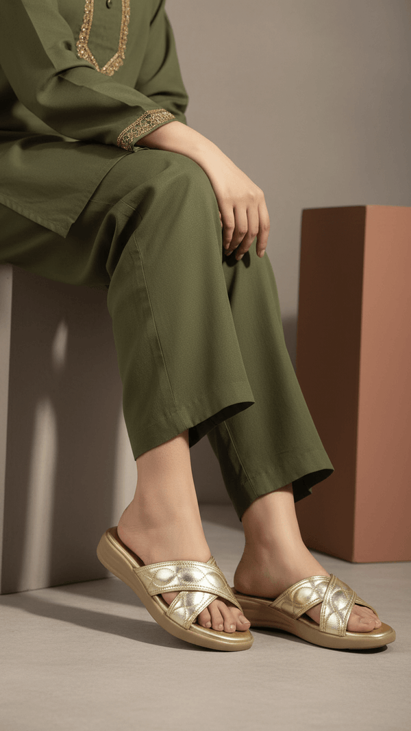 Golden Formal Slipper PU0486