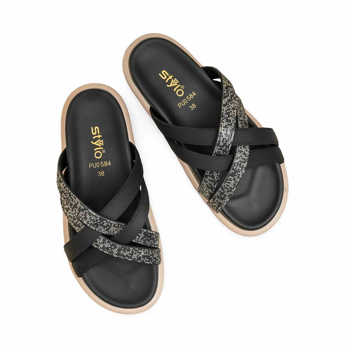 Black Formal Slipper For Ladies PU0584