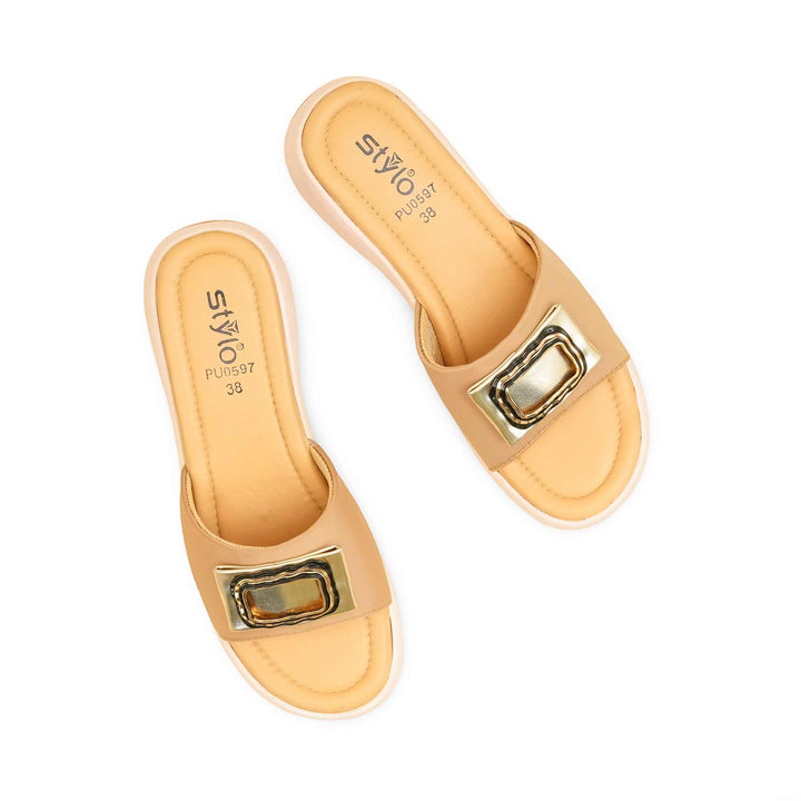 Beige Formal Slipper For Ladies PU0597