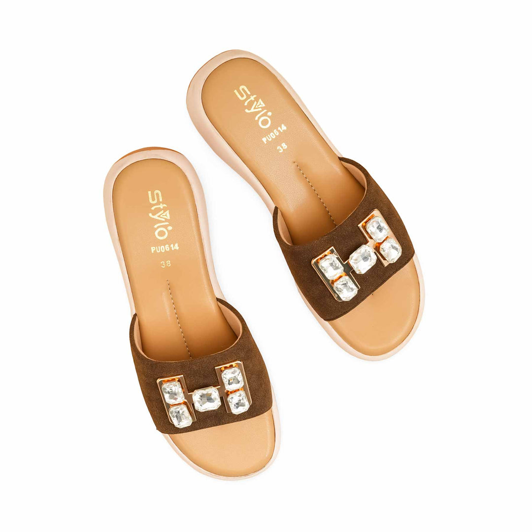 Olive Formal Slipper For Ladies PU0614