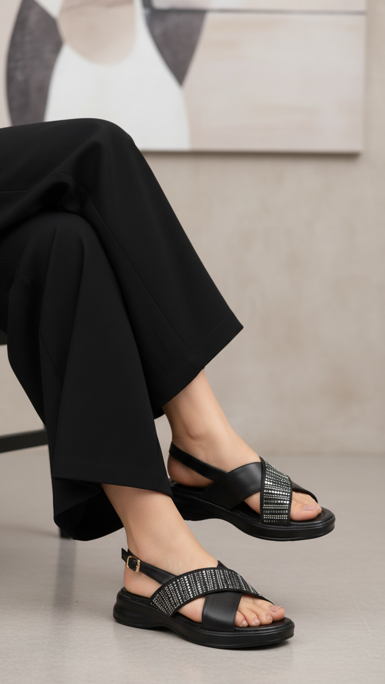 Black Formal Sandal For Women PU0649