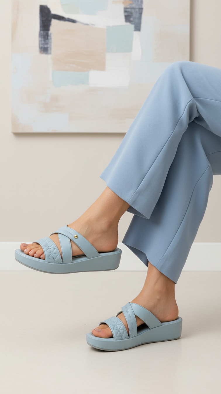 Sky Blue Formal Slipper For Women PU0653