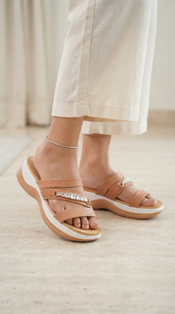 Beige Formal Sandal For Ladies PU0655