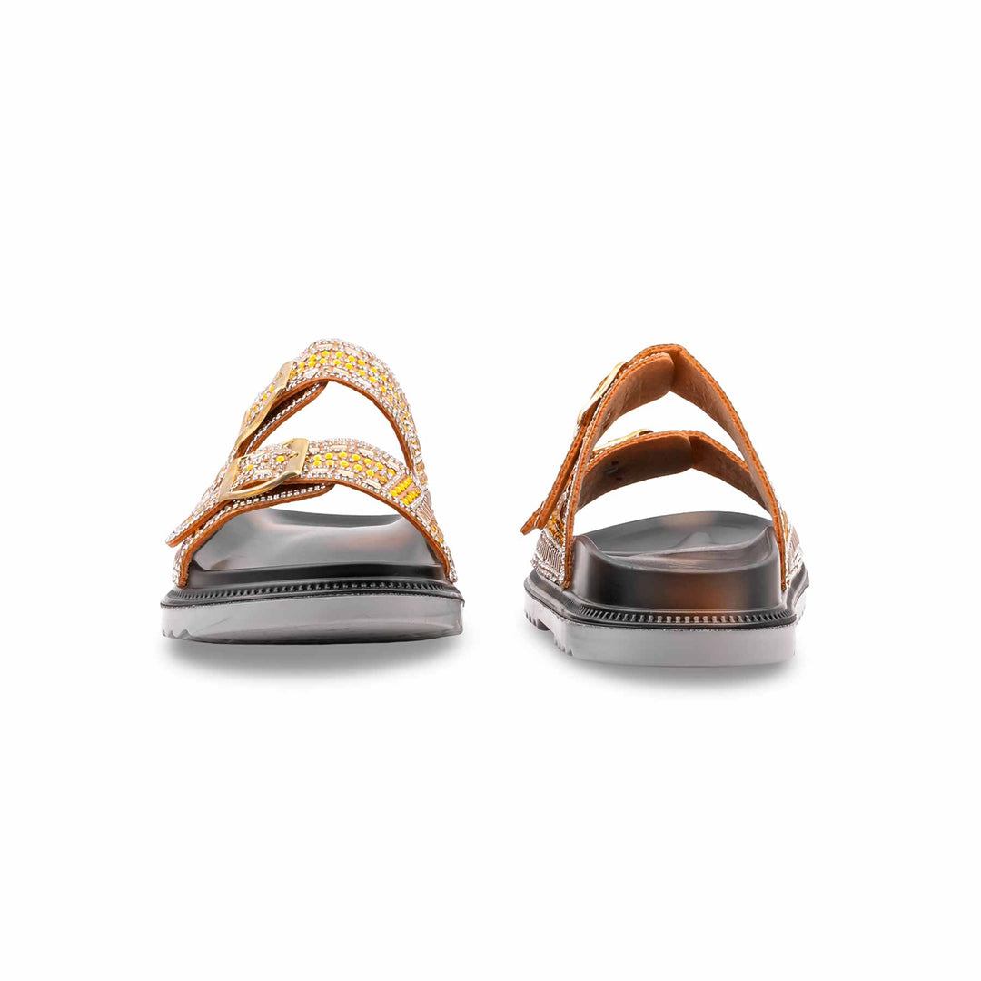 Golden Formal Slipper For Ladies PU0658