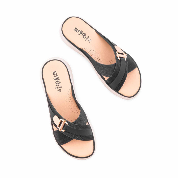 Black Formal Slipper For Ladies PU0661