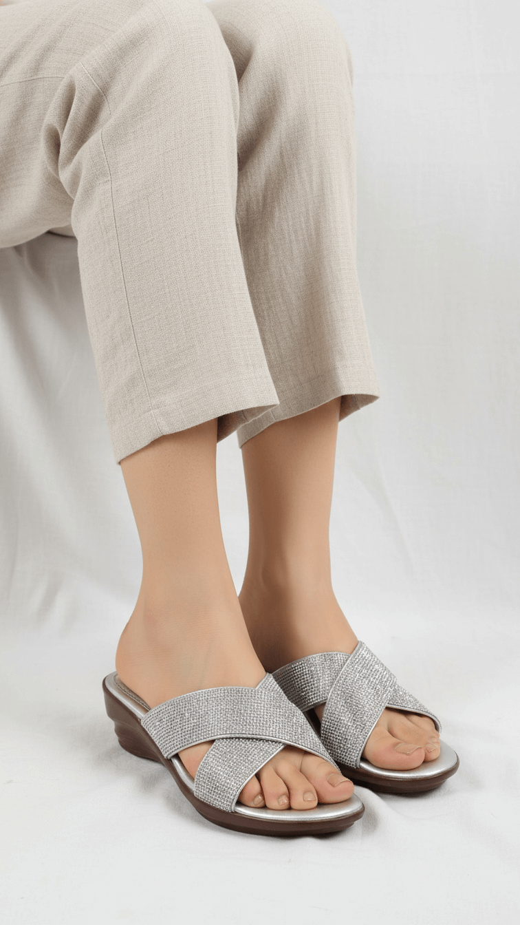 Silver Formal Slipper For Ladies PU0662