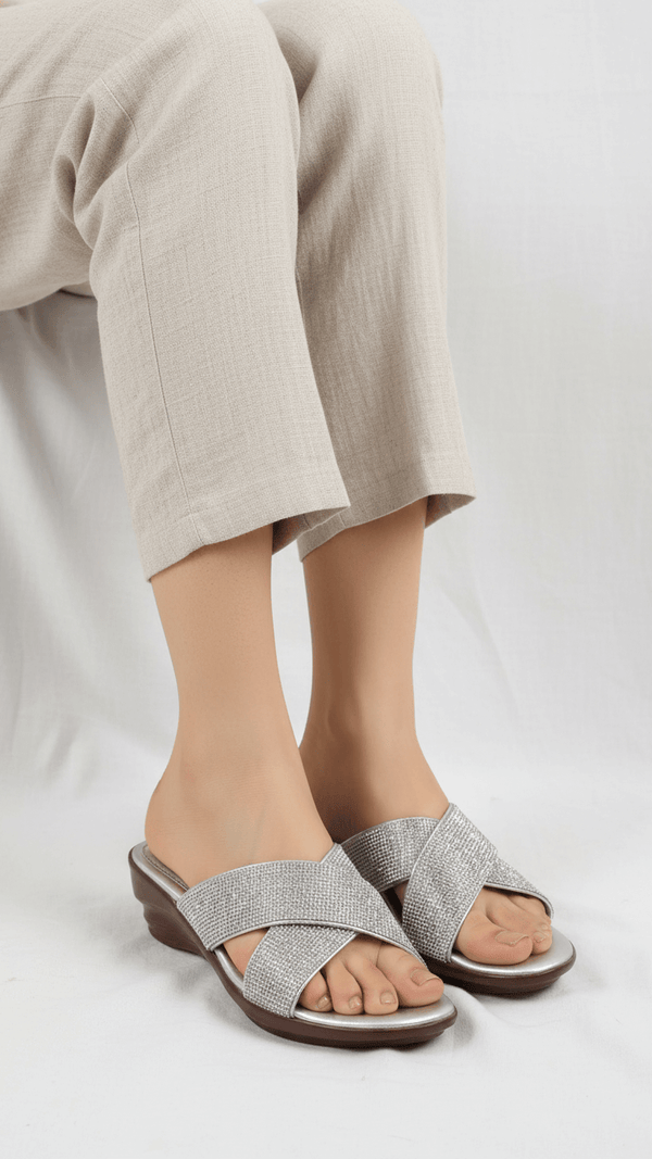 Silver Formal Slipper For Ladies PU0662