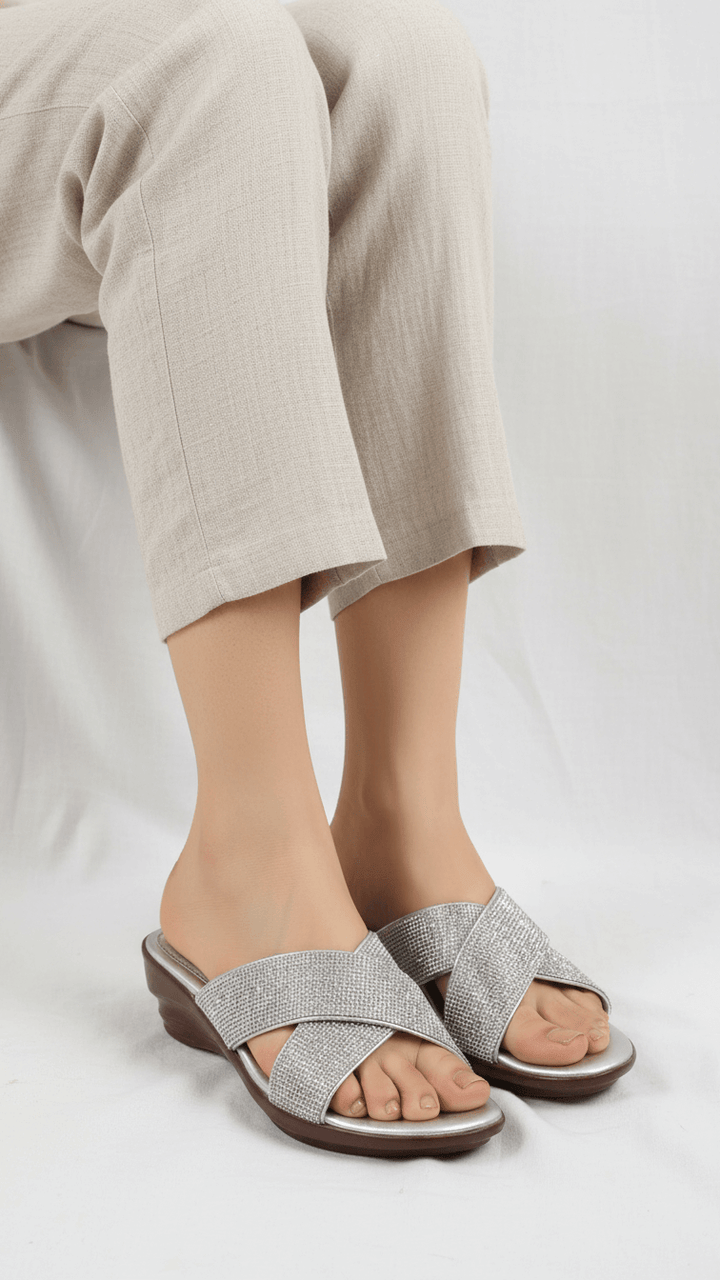 Silver Formal Slipper For Ladies PU0662