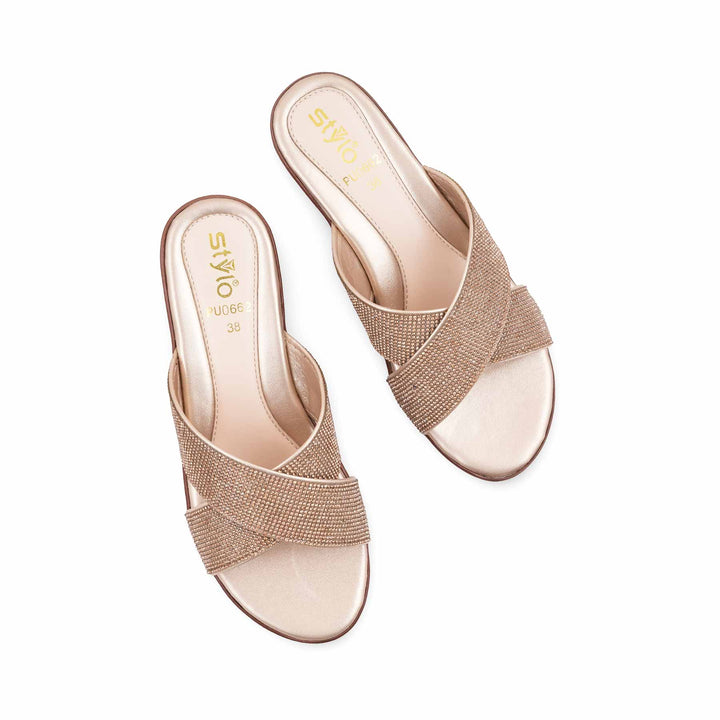 Golden Formal Slipper For Ladies PU0662