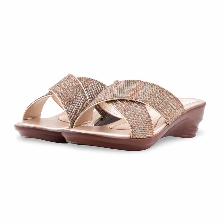 Golden Formal Slipper For Ladies PU0662